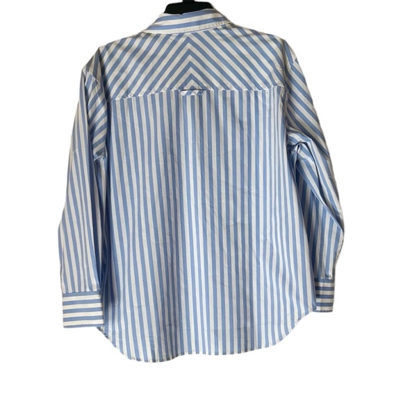 AYR The Deep End Shirt Women’s Blue White Striped Button Up Long Sleeve Small - Picture 2 of 10